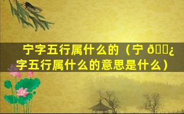 宁字五行属什么的（宁 🌿 字五行属什么的意思是什么）